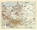 Militärdislokation im Deutschen Reiche Östliche Grenze historische Militärkarte Lithographie ca. 1906